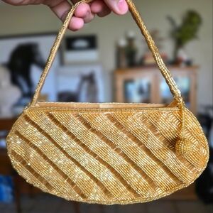 La REGALE Gold Beaded Vintage Bag
